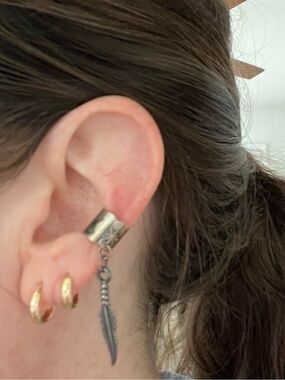 Feather Dangle Ear Cuff